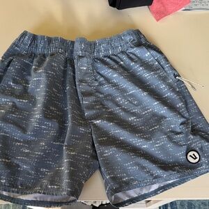 Vuori Men's Athletic Shorts in Blue and Gray Pattern